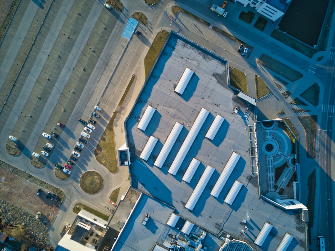 hydrogen electrolyzer factory renewable energy plant aerial view